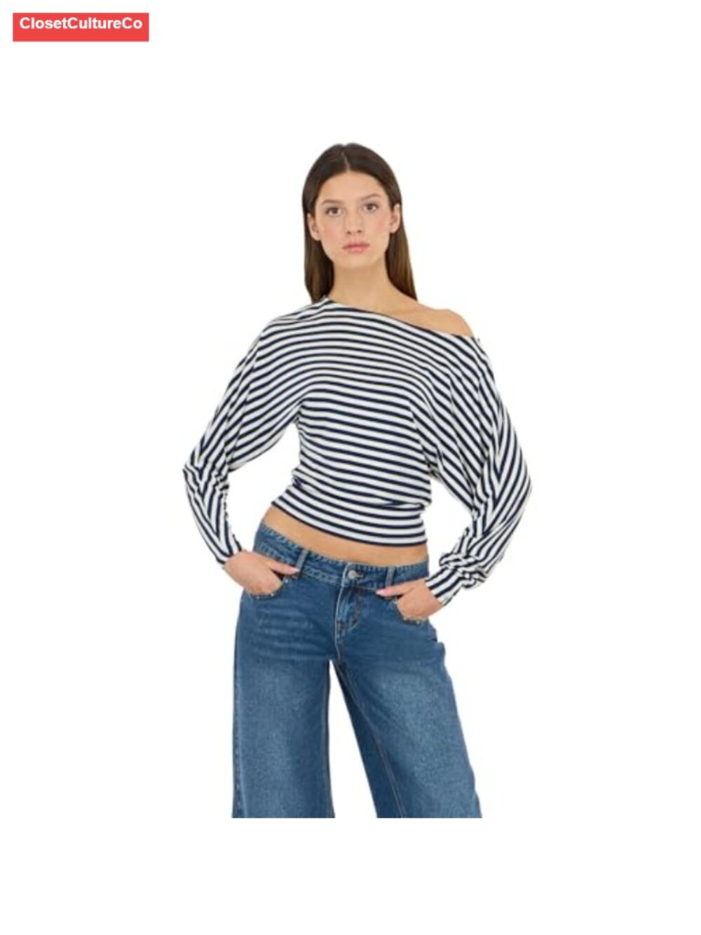 Long Sleeve Off-Shoulder Dolman Top with Banded Bottom